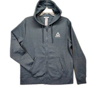 Reebok Full Zip Hooded Sweatshirt Hoodie Cotton sz L